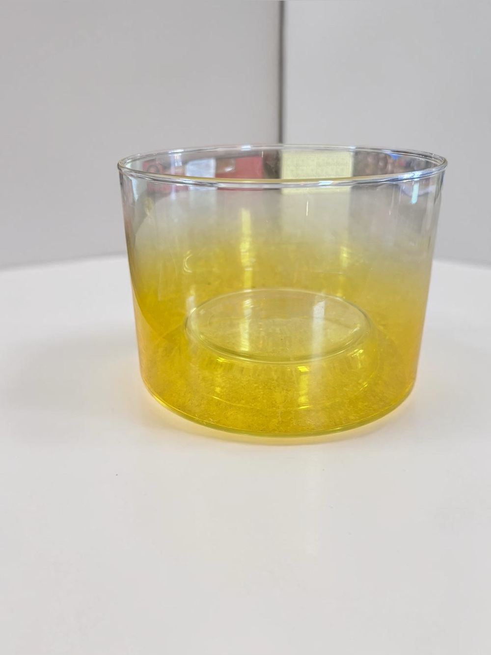 Vintage Yellow Ombre Glass Bowl Vase Centerpiece